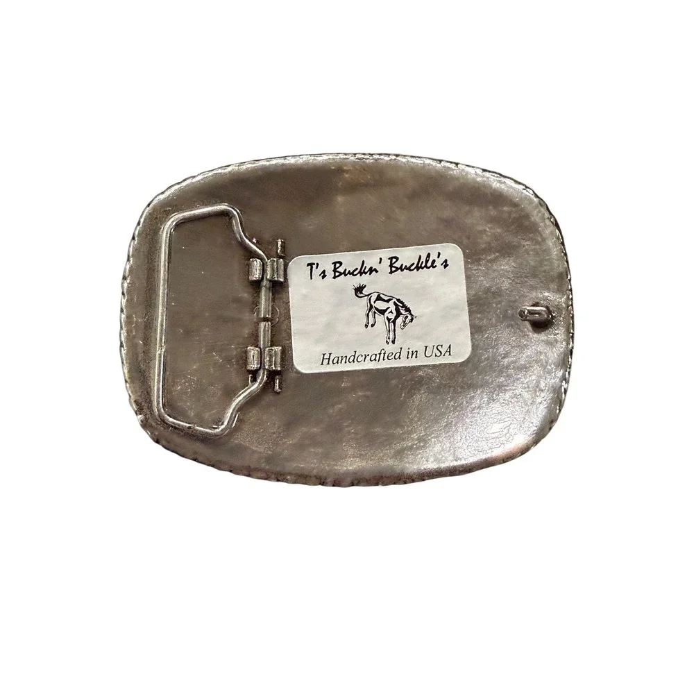 T's Buckin Buckles Cross Belt Buckle Western Christian Cowgirl Blue Rhinestone - Picture 7 of 10